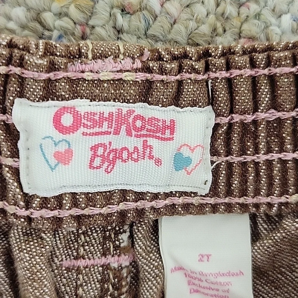 OshKosh B'gosh Brown Kids Pants with Heart Pockets Y2K Painter Pants 2T